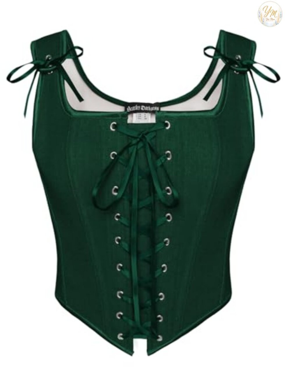 Renaissance Corset Top Lace Up Overbust Bustier Imitation Linen Zip Closure